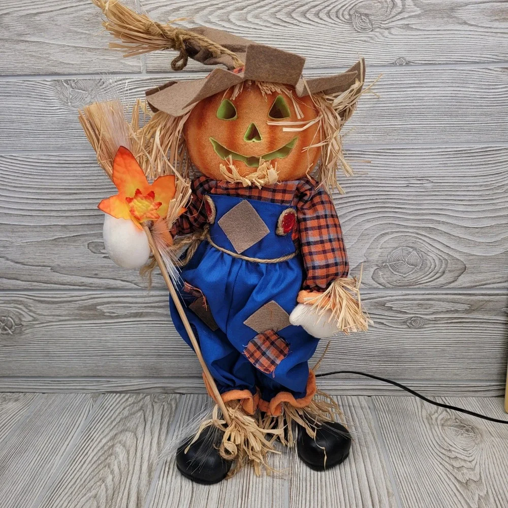 Fiber Optic Pumpkin Scarecrow Standing Halloween Decoration Fall Harvest Autumn‎